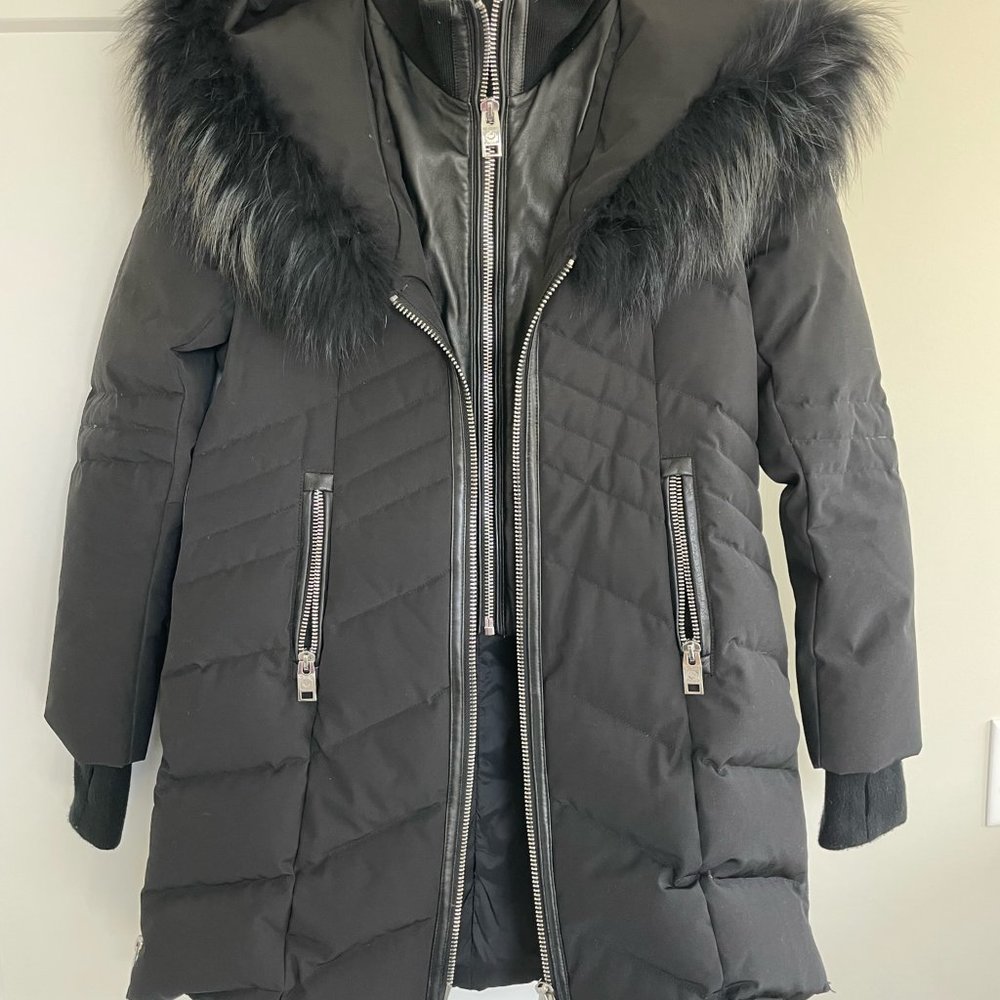 Nicole Benisti NB Series Black down, leather, and fox fur coat